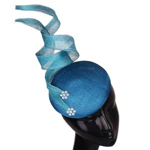 Geniş Memlu Şapkalar Kova Turkuaz 4 Kat Sinamay Fascinator Hat Millinerisi Resmi Keten Düğün Fedora Cap Dres Hoops Headwear Head Band 230608