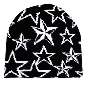 Beanie/Kafatası Kapakları Şapkalar Kapak Kılıçlı Külot Yün Şapka Kapakları Yıldız Baskılı Sıcak Şapka Hip-Hop Beanie Street Punk Kış Örme Kap Y2K Gotik UNISEX 230608