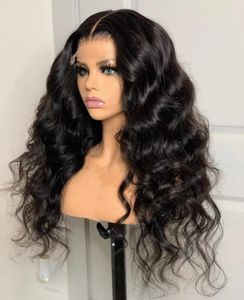 Dantelli peruklar uzun siyah doğal dalgalı parça bedava parça dantel peruklar zahmetsiz sentetik dantel ön peruk sentetik saç peruk kadınlar için moda günlük peruk 230608