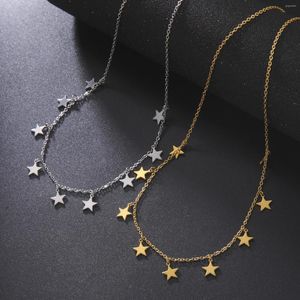 Подвесные ожерелья Teamer Pentagram Женский ожерелье моды конец ювелирные украшения простые женские подарки в пентагон-звезда оптом