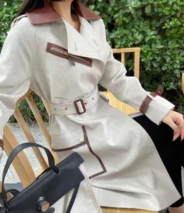 Женская ветряная куртка дизайнерские траншеи палочки средняя длина пальто осень/зима.