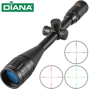 Diana 6-24x50 SFIR Taktikleri Tüfek Kapsamı Kilit Sistemi Yeşil Kırmızı Nokta Işık Keskin Nişancı Dişli Optik Görüş Bitme Kapsamı Av için