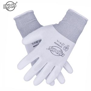 Work Gloves Workplace Safety Supply Flexible PU Coated Nitrile Safety Glove for Mechanic working Nylon Cotton Palm CE EN388 OEM