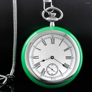 Карманные часы Механический ветер Смотрите зеленый нефрит усилитель из нержавеющей стали мешочком для рождественской выпускной