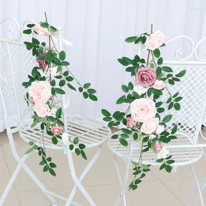 Dekoratif çiçekler düğün sandalye arka çiçek yapay dekorasyon açık sahne cazibesi doğum günü ziyafet asılı dekor