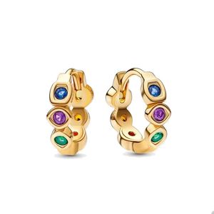 Goldene Steine Creolen für Pandora Kristall Diamant Mode Party Ohrring Set Designer Schmuck für Frauen Mann Gold Kreis Ohrringe mit Originalverpackung