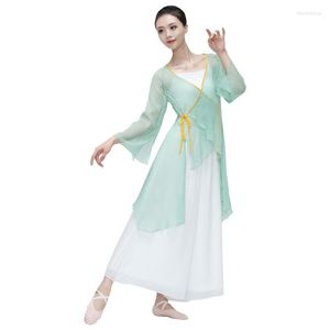 Sahne Giyim Bayanlar Klasik Dans Elbisesi Şifon Gazlı Kızlar Akan Eğitim Kostümü Çin Performansı