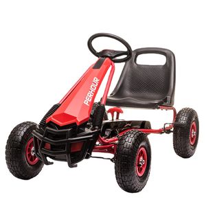 4-Wheeled Pedal Powered Go Cart With Steering Wheel Adjustable Seat Outdoor Off-Road Ride On Car For 3-9 Ages Boys Girls