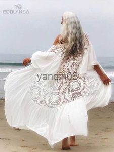 Sıradan Elbiseler 2023 Yeni Bikini Örtüsleri Seksi Belted Yaz Elbise Beyaz Dantel Tunik Kadınlar Artı Boyut Plaj Giyim Yayını Kapak up Q1049 J230609