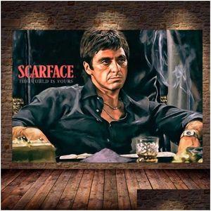 Картины современное искусство холст живопись Scarface Tony Montana плакаты и принты стены картинка для декора гостиной Cuadros Woo Drop de dhqzu