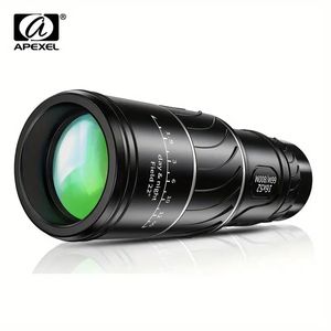 Apexel 16x52 HD Портативный монокулярный двойной фокус 66/8000 м Zoom Zoom Telecope, BK4 Prism Compact для взрослых детей, кемпинговые аксессуары