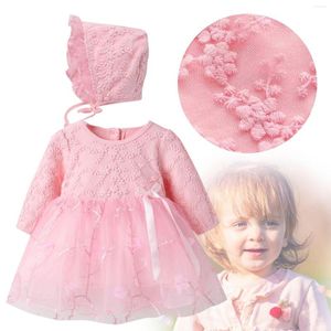 Vestiti da ragazza Baby Lace Princess Dress Hat Set Born 2pcs Tutu Pink Skirt Fall Toddler Fancy For Girls 2t