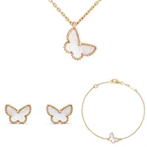 Дизайнерские колье браслеты серьги роскошные украшения бабочки для женщин для женщин белое раковина розовое золото.