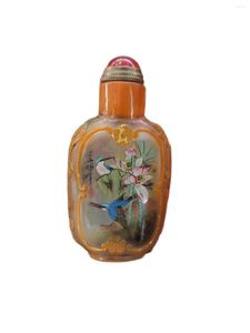 Vazolar Çin renkli sır içinde boyama enfiye şişe heykel oyma hediyeler vintage cam enfiye kutusu çiçek kuş nadir