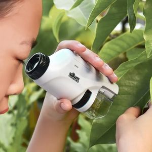 60X-120X LED Işık Mikroskop Çocuklarının El Taşınabilir Optik Mini Biyolojik Bilim Deneyi Hediye Eğitim Oyuncak Öğrenme ve Eğlence