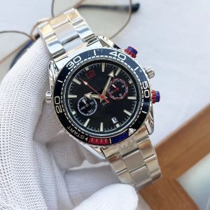 Toptan Lüks Erkekler Omg Watch Quartz Mens Saatler 42mm Gümüş Bileklik Su Geçirmez Kronograflar İşlev Paslanmaz Çelik 2024 Moda Tasarımcı Bilek saati