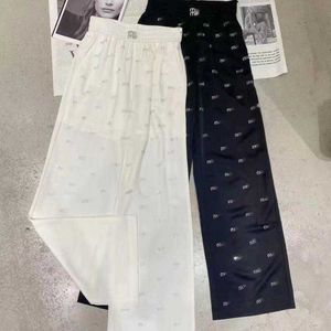 Miu Pantolon Kadın Tasarımcı Markalar Sıcak Elmas Geniş Bacak Pantolonları Kadın Yüksek Bel Gevşek Günlük Düz-Bacak Pantolon