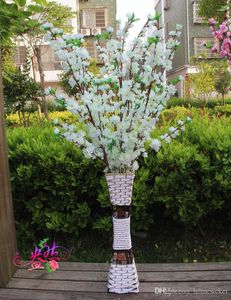 Dekoratif çiçekler satan bahçe partisi dekorasyon düğün dekorasyonları doğal büyük yapay kumaş kiraz çiçeği ipek 5 renk