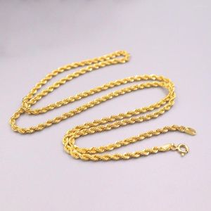 Catene Collana in puro oro giallo 18 carati Luck Hollow Rope Chain Link 2.5mmW Stamp Au750