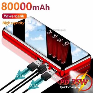 Бесплатный индивидуальный логотип 80000mah Power Bank Digital Display Внешнее аккумуляторное зарядное устройство быстро зарядка Powerbank Portable Power Bank Зарядное устройство для Xiaomi