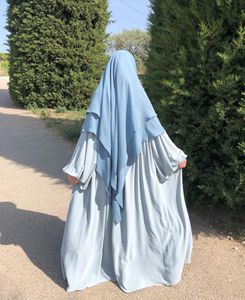 Türbeler Uzun Khimar Ticaret Eşarp Sargısı 2 Katmanlar Krep Voil Femme Musulman Müslüman Moda Ramazan Dua Hijabs Toptan İslami Giyim 230609