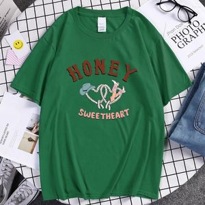 Camiseta masculina Honey Sweetheart Western Cowgirl estampada camiseta vintage masculina de rua de algodão Harajuku roupas casuais camisetas macias