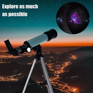 Telescopio astronomico per bambini, telescopio astronomico professionale 90X con treppiede, 2 occhiali di ingrandimento, lente di Barlow 1,5X