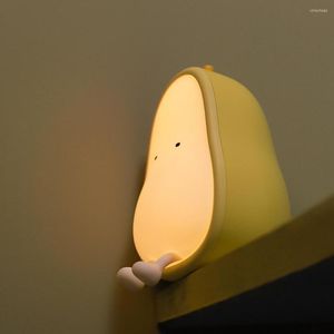 Gece Işıkları Armut şeklindeki yatak odası lambası USB şarj edilebilir LED Silikon Gece Işığı Alt Slip Anti-Slip Ayarlanabilir Parlaklık Çocuklar için Başucu