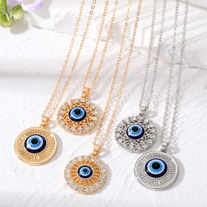 Türk kadınlar için kötü göz kolye, içi boş kristal çiçek şanslı mavi göz kolye dizgin kolye