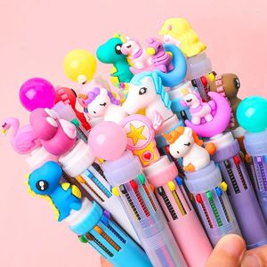 Цвета милый мультфильм Ballpoint Pen Student Press Color Ball Multifunction Stationery Fort for Kids Office Supplies