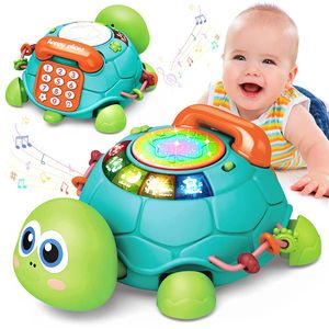 6-18 aylık müzik kaplumbağa sürünen hafif sesli müzik oyuncak bebek oyuncaklar kız erkek çocuk erken öğrenme eğitim oyuncakları bebek yürümeye başlayan hediyeler