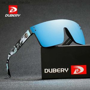 Dubery 2022 nova lente polarizada de uma peça homens óculos de sol grandes dimensões uv400 feminino sem aro moda segurança óculos de sol itália design l230523