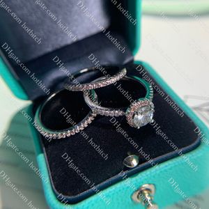 Розовое бриллиантовое кольцо трех кусочков дизайнерские кольца для женщин роскошное обручальное обручальное кольцо стерлинговые кольца серебряные кольца годовщины подарок с коробкой