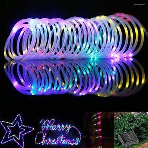 Dizeler 7/12m LEDS Noel Işık Güneş Powered Işıklar Açık Bahçe Çelenk Su Geçirmez Lamba Tel Tüpü Parti Düğün İçin Dize