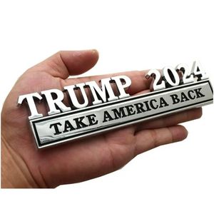 Украшение вечеринки Metal Trump 2024 Take America Back Автомобильная наклейка 4 Colors Drop Delive Home Garden Festive Supplies мероприятие I0612