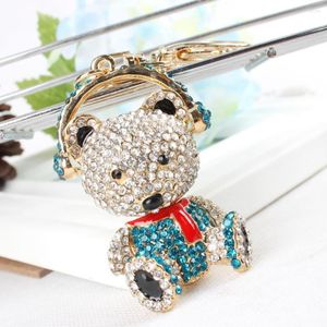 Anahtarlıklar Walkman Panda Bear Keying kulaklık alıcısı dinle müzik çantası rhinestone kristal çantası araba anahtar zinciri kız arkadaş hediyesi