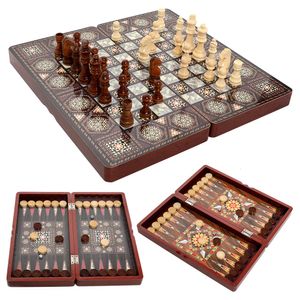 Satranç Oyunları Ahşap Setler Dama Taşları 3'te 1 Masa Oyun Masası Çocuklar Eğitim Oyuncakları 40cm Katlanabilir Satranç Tahtası 230612