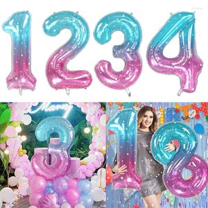Parti dekorasyonu 40 inç dev folyo numarası balon yıldızlı gökyüzü gradyanı renk yaratıcı dijital doğum günü düğün hava globos