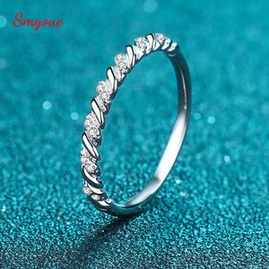 Solitaire Ring Smyoue 0,056CT Twisted Ring для женщин 100% 925 Стерлинговая серебряная лаборатор