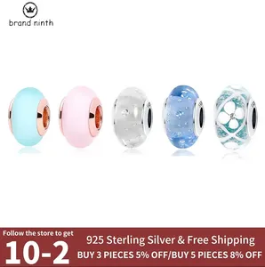 925 серебро для Pandora Charms Jewelry Beads Beads подвесные женские браслеты колье серебряный цвет многоцветные капельки воды Круглая бусинка