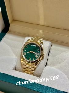 2023 Classic Series Mens Watch 41mm Daydate Ref.228238 Quadrante verde Cinturino in acciaio Orologi meccanici automatici Datejust Vetro zaffiro luminoso Confezione originale