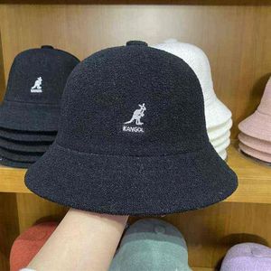 Kanguru kangol balıkçı şapka güneş şapkaları erkekler için kadınlar güneş kremi nakış havlu malzemesi Kore moda ins ins süper ateş şapkası h220419256s