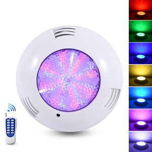 Luzes LED para piscinas subaquáticas, mudança de cor RGB estilo moinho de vento de 18 W, 12 V 24 V, montagem na parede, IP68 à prova d'água, com controle remoto