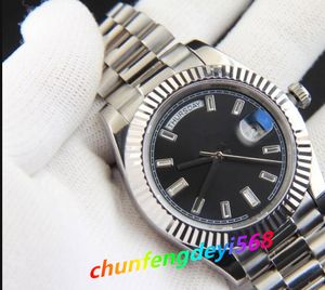 Relógios masculinos da série clássica 41 mm prata com diamantes pretos mostrador 228238 228239 pulseira de aço inoxidável mecânico automático safira relógios masculinos caixa original