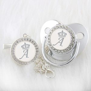 Chupetas # Coroa de prata de luxo 26 com clipe de silicone para bebês chupeta espumante presente exclusivo adequado para bebês G220612