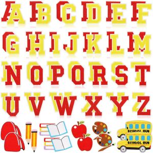 Yamalarda Okula Dönüş Demirleri Apple Red Letters İşlemeli Yama A-Z Alfabe Rozeti Dekorasyon Onarım Aplikeleri Giysiler Gömlekleri Sırt Çantası