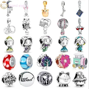 Pandora Charms Sterling Gümüş Boncuklar Dangle Sevimli Beyaz Tavşan Renkli Maple Mantar Piggy Boncuk