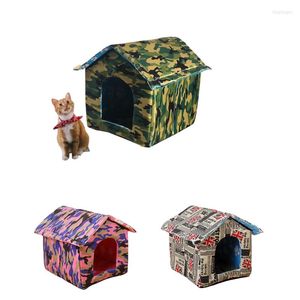 Kedi Yatakları Su geçirmez açık hava evcil hayvan kalınlaşmış yuva çadır evi taşınabilir seyahat kamuflaj kulübesi malzemeleri