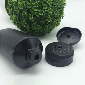Üst 150g 200g boş siyah yumuşak tüp doldurulabilir plastik losyon krem ​​sıkma kozmetik ambalaj şişesi kabı vidalı kapak 30pc/lot