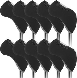 Diğer Golf Ürünleri 10 PCSSET Siyah Renkli Markalı Golf Demir Kafa Kapakları Head Incovers Şeffaf Golfçü Çocukları için Sayılar Aksesuarları 230612